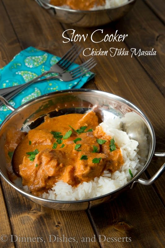 Slow Cooker Chicken Tikka Masala in a metal bowl.