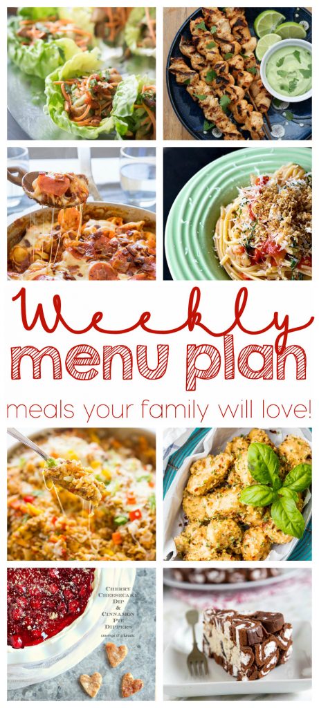 Weekly Meal Plan featuring dinner and dessert recipes