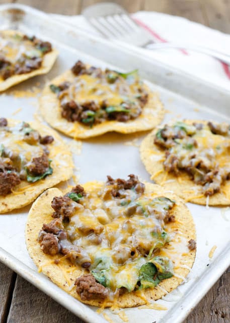 Beef, Black Bean, and Spinach Tostadas {Barefeet in the Kitchen}