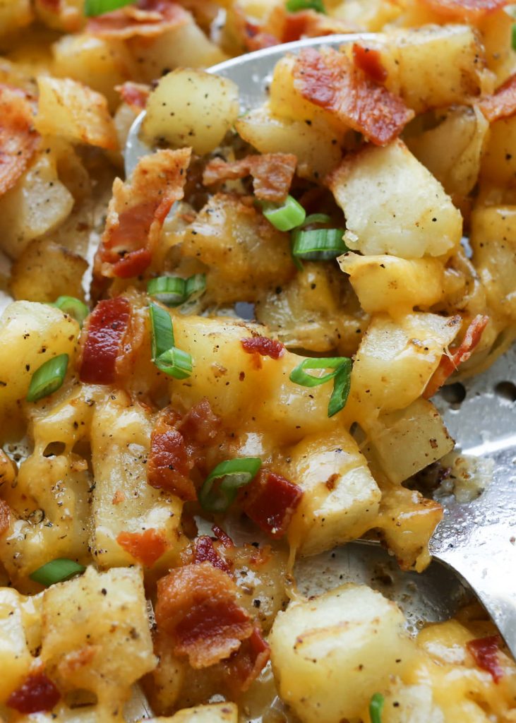 Crispy Cheese and Bacon Potatoes {Barefeet in the Kitchen}