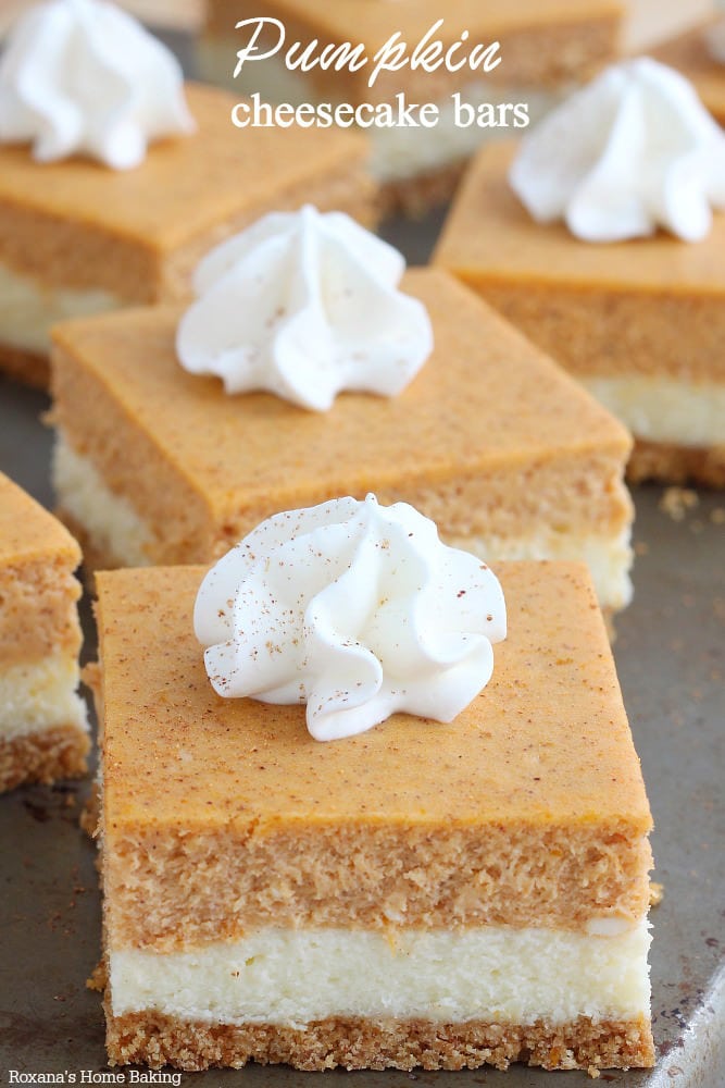 Pumpkin Cheesecake Bars {Roxana's Home Baking}