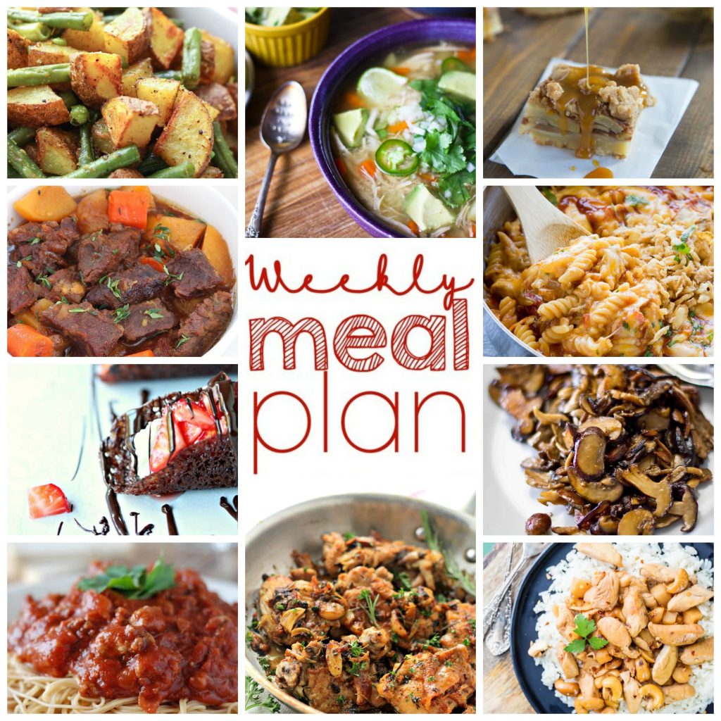 Weekly Meal Plan Week 11 - 10 great bloggers bringing you a full week of recipes including dinner, sides dishes, and desserts!