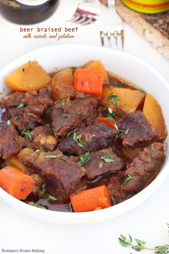 Beer Braised Beef with Carrots and Potatoes {Roxana's Home Baking}