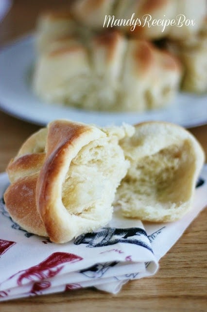 Potato Rolls close up and on a plate.