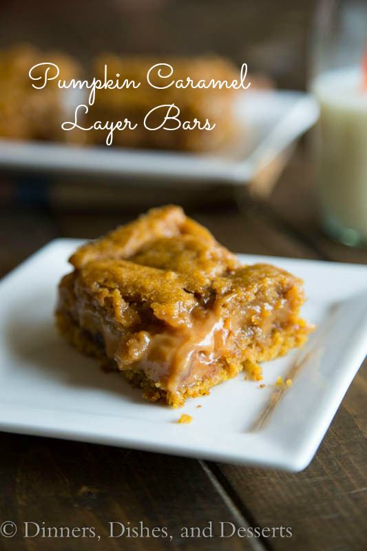 Pumpkin Caramel Layer Bars {Dinners, Dishes, and Desserts}