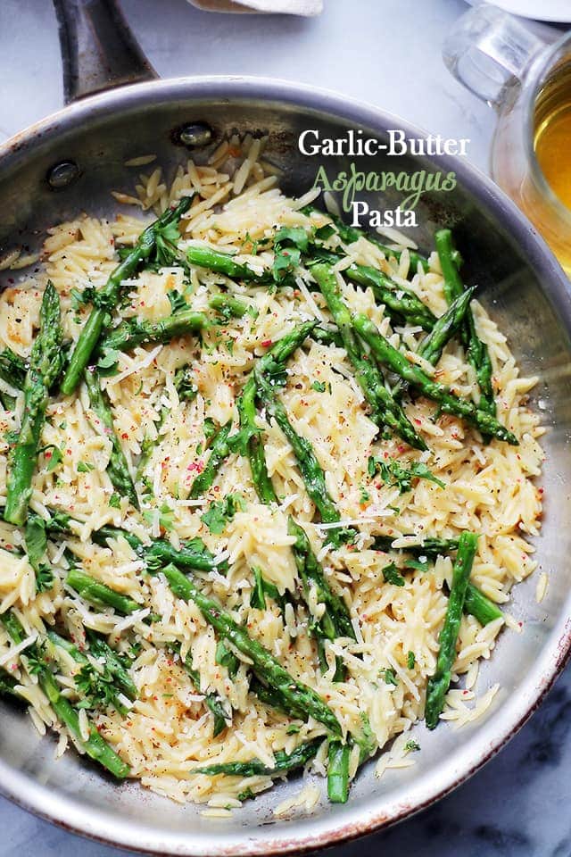 Garlic Butter Asparagus Pasta {Diethood}