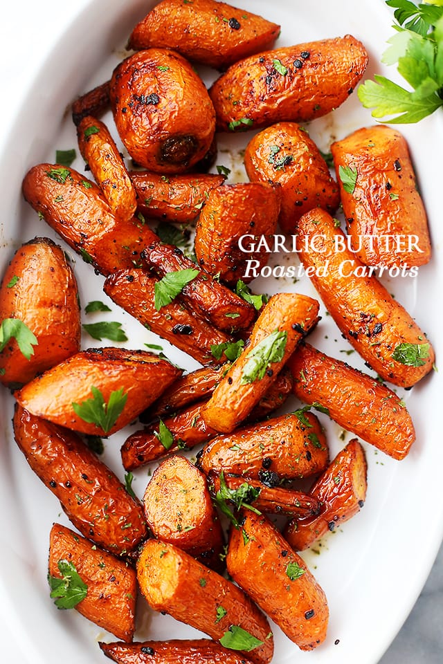Garlic and Butter Roasted Carrots {Diethood}