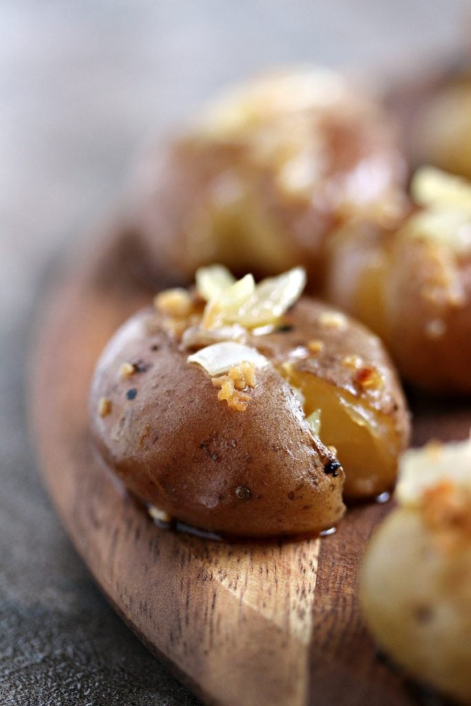 Smashed Potatoes with Onion and Garlic {Cravings of a Lunatic}