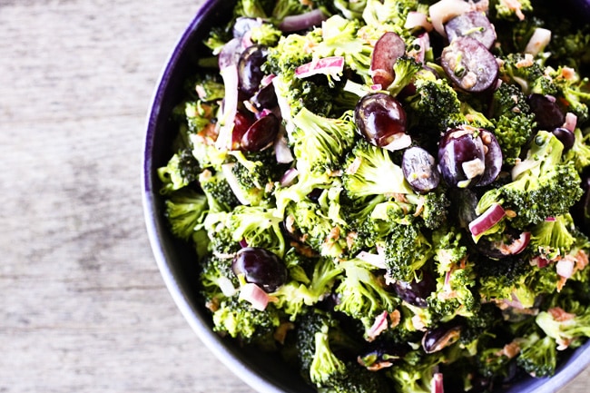 Light Marinated Broccoli Salad with Grapes {Foodie with Family}