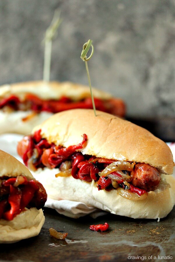 Grilled Sausage with Peppers and Onions {Cravings of a Lunatic}