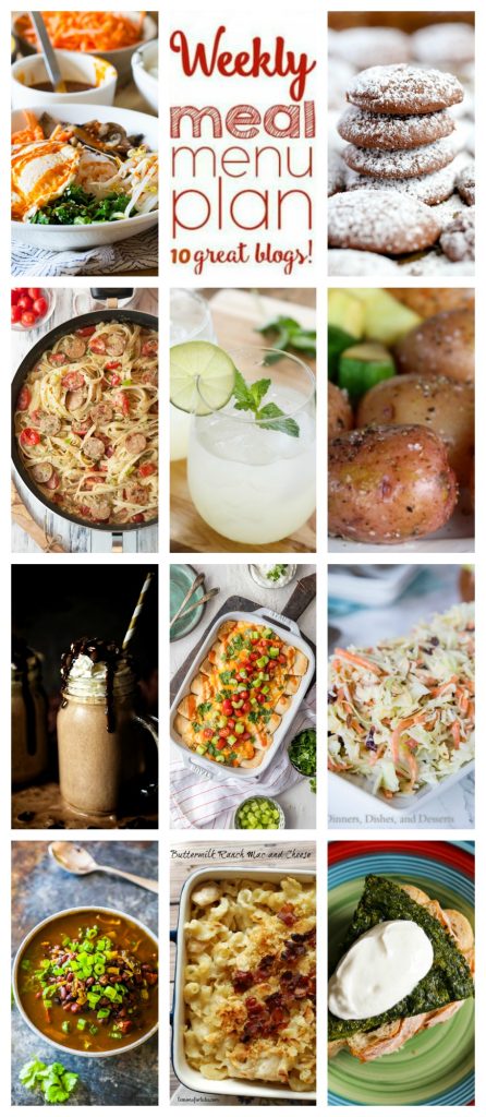 Weekly Meal Plan Week 101 – 10 great bloggers bringing you a full week of recipes including dinner, sides dishes, and desserts!