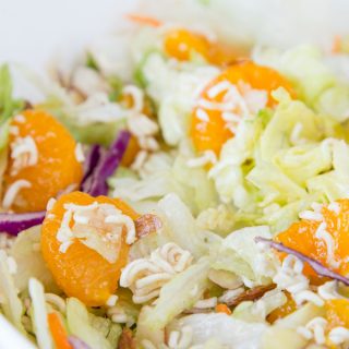 Asian Salad - the classic Asian ramen noodle salad using a homemade dressing - no seasoning packet necessary! Quick, easy, and great with any meal.