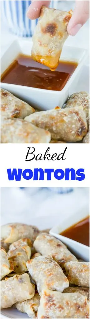 Baked wontons collage