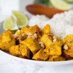 Chicken Vindaloo - A spicy Indian curry you can make at home. Lots of spices some together for a super flavorful dinner. Serve over rice or with naan bread.