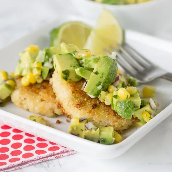 Shrimp Cakes with Corn and Avocado Salsa  - Put a twist on classic crab cakes by using shrimp! Top with corn and avocado salsa for a buttery and slightly spicy kick!