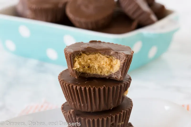 homemade peanut butter cups stacked