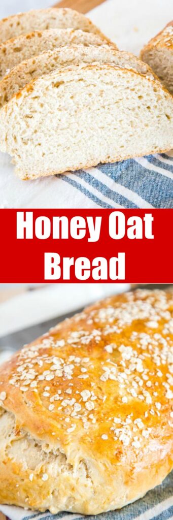 Honey Oat Bread - a soft and tender bread with oats and sweet honey.  This is an easy no-knead bread that is great for toast, sandwiches, or even with soup for dinner. 