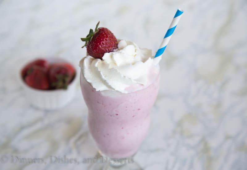 Strawberry Milkshakes {Dinners, Dishes, and Desserts}