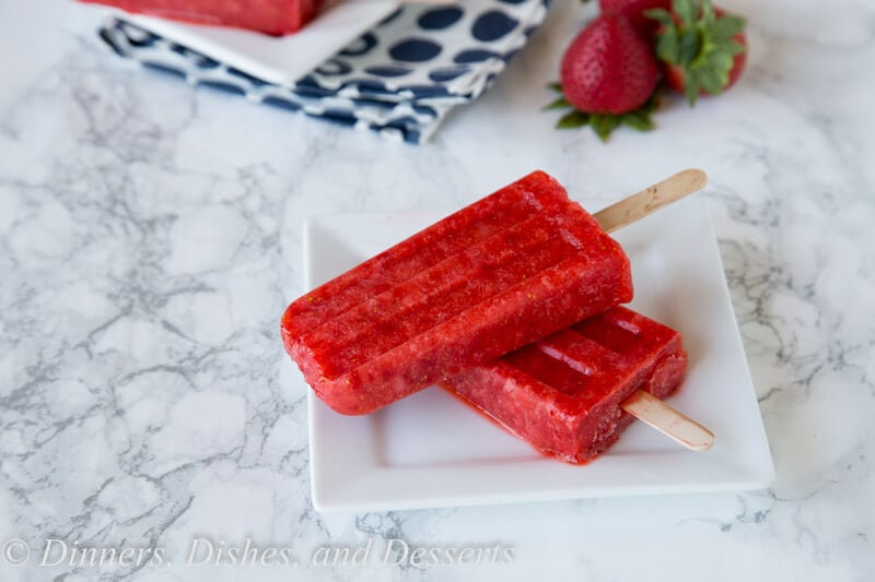 stawberry popsicles on a plate