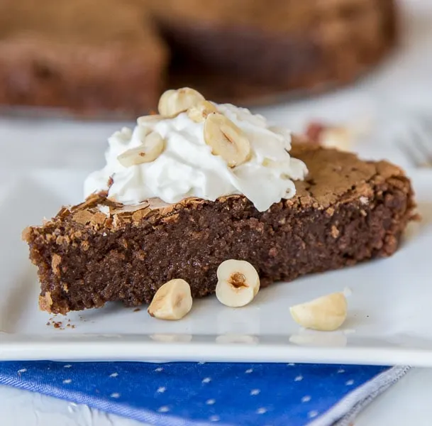 Chocolate Hazelnut Pie - A rich and chocolate pie that is made with lots of Hazelnuts. Naturally gluten free, rich, chocolately, and oh so delicious!
