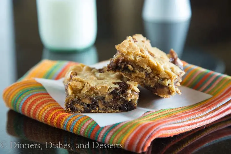 Double Peanut Butter Bars - loaded with lots of peanut butter and chocolate