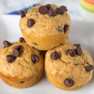 Peanut Butter Chocolate Chip Muffins - light and fluffy peanut butter muffins studded with chocolate chips. A peanut butter and chocolate lover's dream come true!