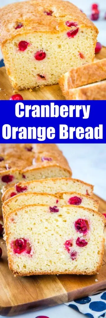 Cranberry Orange Bread - Moist and Tender quick bread with fresh tart cranberries and orange.  Makes for a great snack or breakfast!