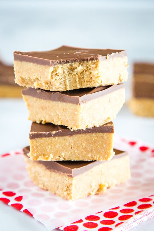 Chocolate Peanut Butter Bars in just 5 ingredients and 10 minutes!