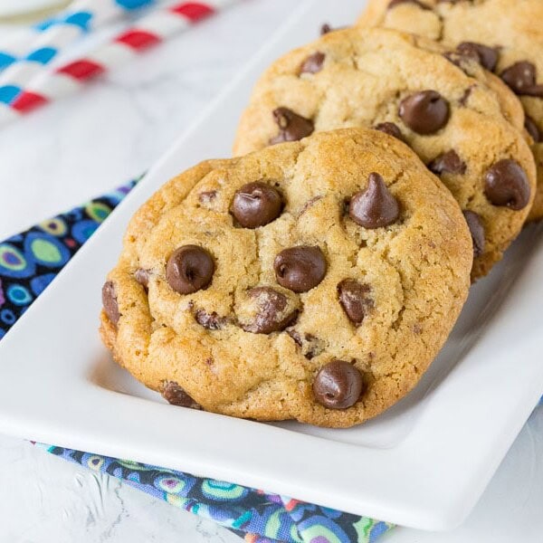 chocolate chip cookies on a plate