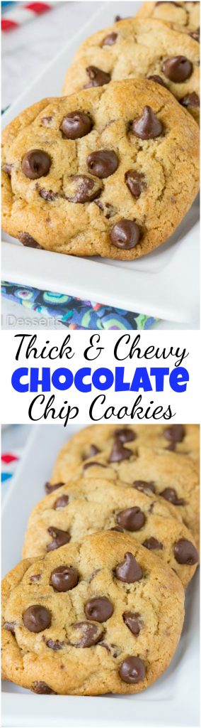 Thick and chewy chocolate chip cookies collage