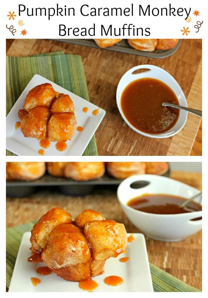 Pumpkin Caramel Monkey Bread Muffins - Monkey bread with a fall twist. A delicious pumpkin caramel sauce finishes it off perfectly!