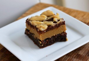 Peanut Butter Cookie Dough Brownies on white plate