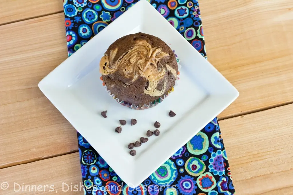 Double Chocolate Peanut Buttet Swirl Muffins