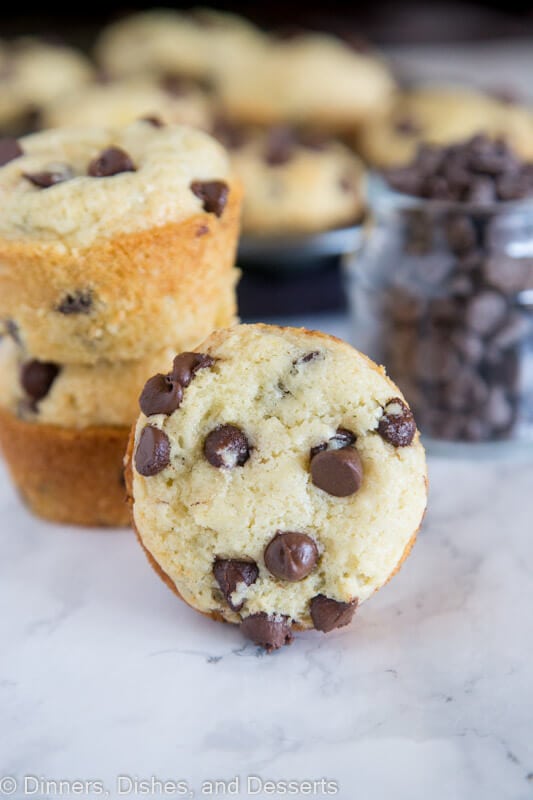 A close up of food, with Muffin and Chocolate chip