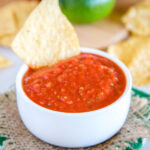 A close up of a bowl of salsa, with Salsa