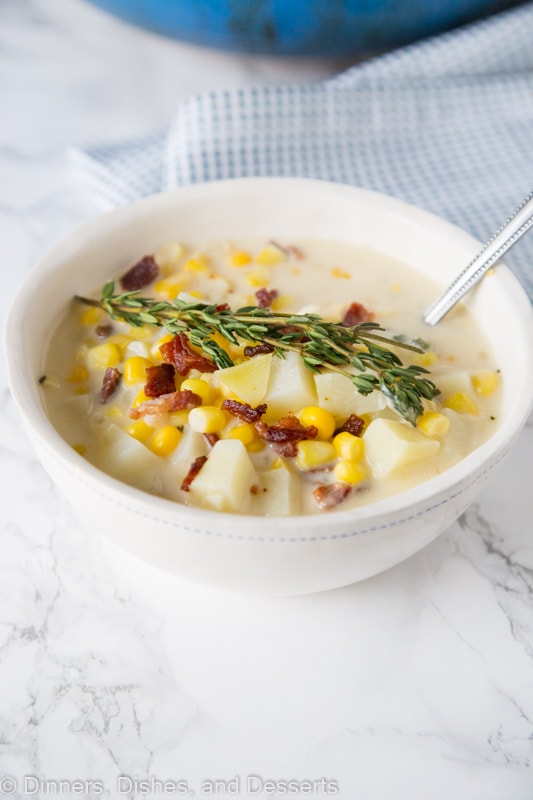 bowl of corn chowder soup