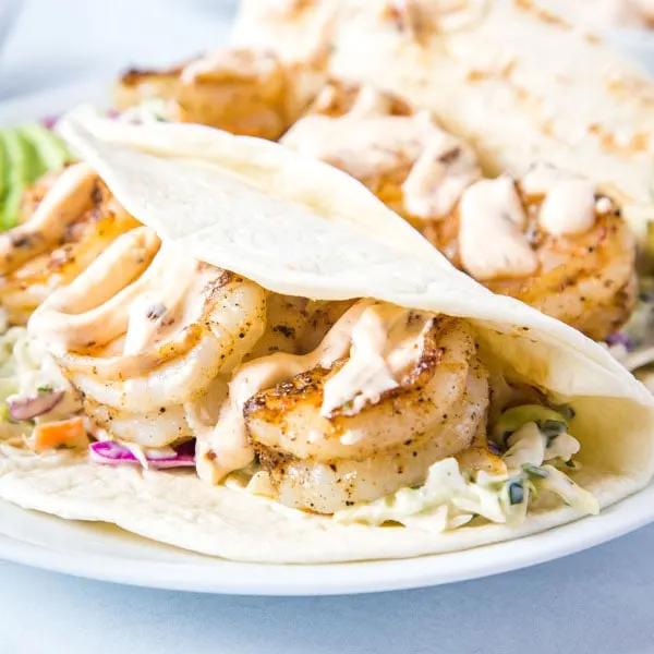 shrimp tacos on plate