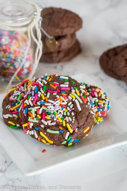 Cake mix cookie recipe - chocolate cookies with sprinkles