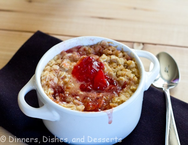 single serve baked oatmeal in a white bowl