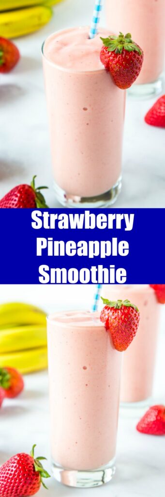Strawberry Pineapple Smoothie - An easy and refreshing smoothie you can make in just minutes.  A homemade version of the Jamba Juice Aloha Smoothie that is perfect for snacking or breakfast.