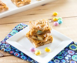 butterscotch mm bars on a plate