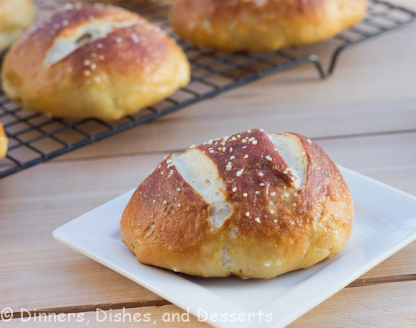 Pretzel Rolls - turn homemade pretzels into dinner rolls! Great for a side dish or use as a bun for hamburgers or sandwiches.