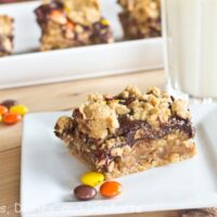 peanut butter polka dot bars on a plate