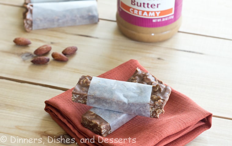 almond butter granola bars on a table