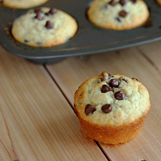 Chocolate Chip Muffins - Light and fluffy muffins with lots of chocolate chips. Great to make and stash in the freezer for quick mornings.