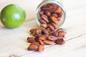chili lime spiced almond on a table