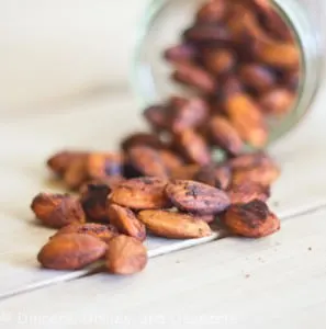 chili lime spiced almond on a table