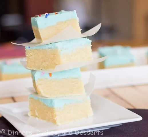 sugar cookie bars on a plate