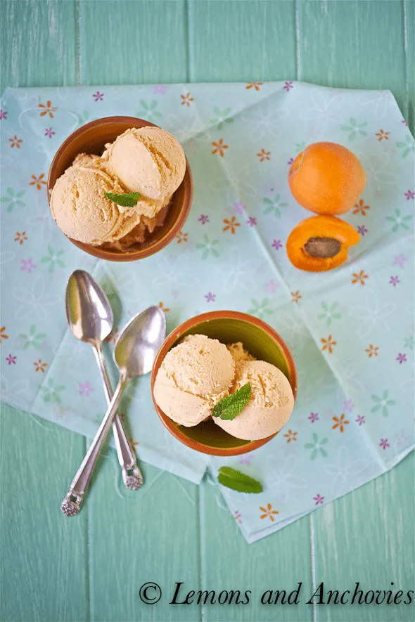 apricot frozen yogurt in a bowl