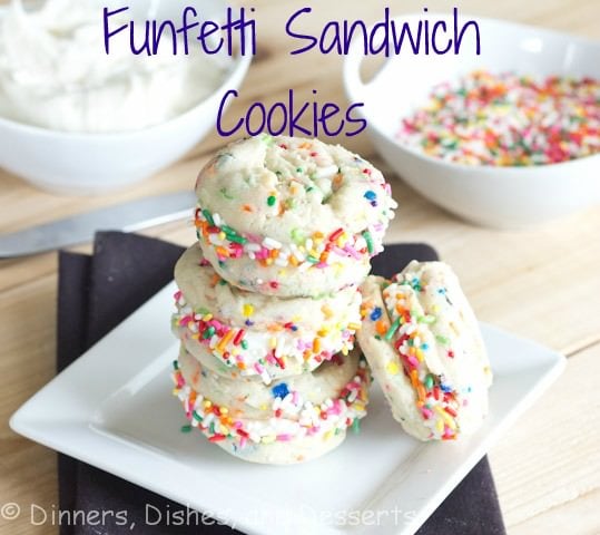 Funfetti Sandwich Cookies - Made from scratch funfetti cookies sandwiched with buttercream frosting. Because sprinkles just make everything more fun!